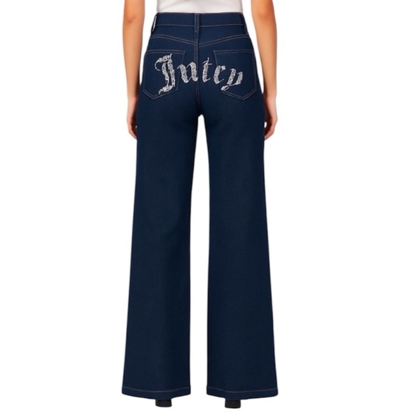 Juicy Couture 5 / 27 Jeans Lunita w/Stone Rinse blue with juicy rhinestones NWY - Picture 1 of 9
